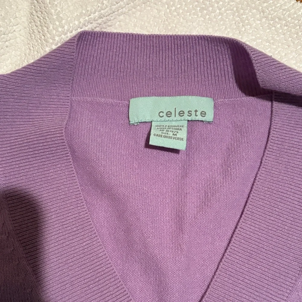 Celeste Purple cashmere V-Neck Women's Sweater - Picture 2 of 4